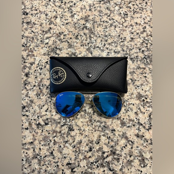 Ray-Ban Reflective Blue Aviator Sunglasses - Picture 1 of 5